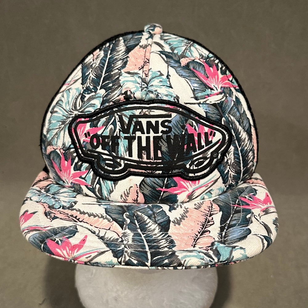 Vans Off The Wall Trucker Hat Floral Tropical Pink Teal Snapback Mesh Cap